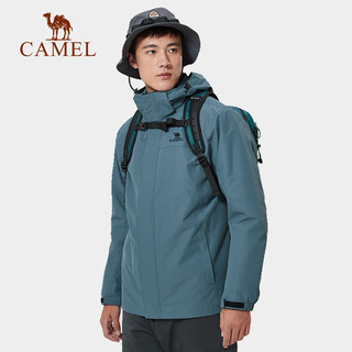 骆驼（CAMEL）三合一冲锋衣户外登山服防风防水耐磨加绒加厚外套秋冬 A1W218150，福克兰，男 XS