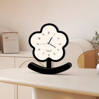 品美 花朵不倒翁摆钟卡通创意静音时钟摆放式客厅桌面摆件座钟小摆台