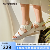 斯凯奇（SKECHERS）轻质透气一脚蹬懒人鞋子休闲女士沙滩鞋 111570白 36