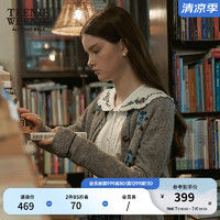 Teenie Weenie小熊春装圆领花朵混纺毛衣针织衫女 灰色 160/S