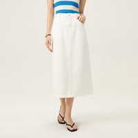 范思蓝恩简约百搭小A牛仔半裙女夏季2024中长款裙子24FS12181 白色 XL