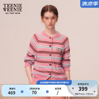 Teenie Weenie小熊春装渐变马海毛混纺空调开衫毛针织衫女 粉色 1