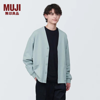 无印良品（MUJI）男式 双层织 V领开衫 男士长袖针织衫  AB1LZA4S 浅蓝色 M 170/92A