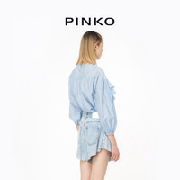 【季末精选】PINKO 2024春夏阔腿浅色短款牛仔裤100395A1MS