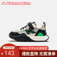 Kappa Kids卡帕男女童运动鞋夏潮流百搭时尚儿童休闲鞋魔术贴童鞋黑绿31码