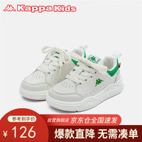 Kappa Kids卡帕童鞋儿童小白鞋男女童春中大童低帮休闲运动板鞋白/绿33码