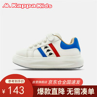 Kappa Kids卡帕男女童板鞋夏软底简约舒适儿童小白鞋韩系时尚童鞋米蓝27码