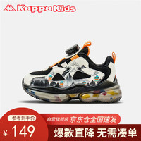 Kappa Kids卡帕男女童运动鞋舒适透气跑步鞋拼色简约时尚潮流童鞋黑色27码