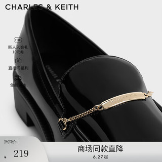 CHARLES&KEITH复古拼色漆皮乐福鞋单鞋CK1-70900493 Black Box黑色 41