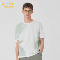 Cabbeen 卡宾 男装艺术晕染T恤夏季款LOGO刺绣短袖潮流舒适上衣A