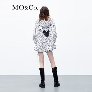 MO&Co.米奇联名系列可收纳连帽宽松廓形外套薄款设计感小众 白底字母花 L/170