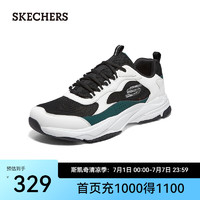 斯凯奇（Skechers）男鞋夏季运动休闲鞋复古老爹鞋子透气软底网面鞋8790191 白色/绿色/WGRN 42.5