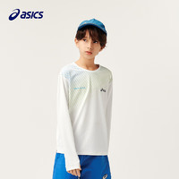 asics/亚瑟士童装2024年秋季男女童运动休闲长袖百搭针织T恤 00白色 140cm