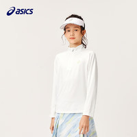 asics/亚瑟士童装2024年秋季男女童运动休闲长袖百搭针织T恤 00白色 110cm