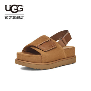 UGG夏季女士厚底纯色露趾可调式束带凉鞋 1152652 CHE|栗色 40