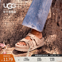UGG夏季女士纯色厚底露趾可调式束带凉拖 1155458 SAN|沙色 38