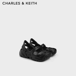 CHARLES&KEITH24夏季休闲轻便厚底包头防滑洞洞鞋凉鞋女CK1-71940001 Black黑色 35