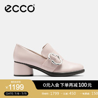 爱步（ECCO）高跟鞋女 24年夏季金属扣饰粗跟休闲单鞋  雕塑奢华222443 裸粉色22244301118 37