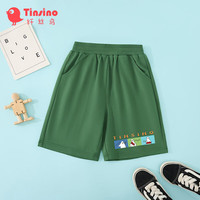 纤丝鸟（TINSINO）儿童裤子男童短裤夏季外出休闲百搭五分裤 三色图框丛林绿110