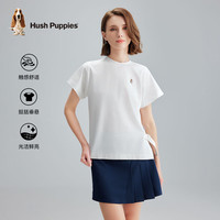 Hush Puppies暇步士女装夏季丝滑柔软短袖圆领衫 泡沫白 M