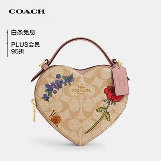 蔻驰（COACH）【品牌直供】女士花卉小号心形单肩斜挎包PVC配皮CU373IMX3T