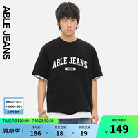 ABLE JEANS男短袖男t恤秋季印花LOGO短袖男t恤夏季881253 黑色 M