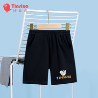 纤丝鸟（TINSINO）儿童裤子男女童短裤夏季薄款百搭五分裤 黄字小鸟黑色90