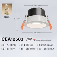 西顿照明(CDN)嵌入式筒灯孔径75mm家用LED照明深藏防眩天花客厅走廊过道无主灯 7W 暖白光 4000K 100°