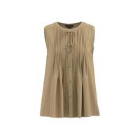 URBAN REVIVO 女士法式休闲气质压褶无袖罩衫衬衫 UWH240105 卡其 XL