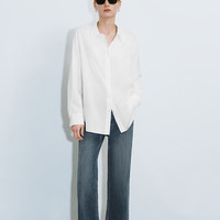 URBAN REVIVO 女士知识分子风通勤压褶开襟衬衫 UWM240010