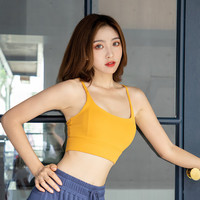 PEANOJEAN夏季运动内衣女跑步背心聚拢服美背细肩带文胸瑜伽T恤Y79 菠萝黄 L