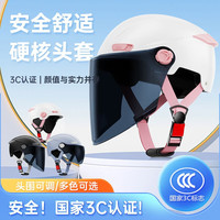 LIJLA新国标3C认证电动车头盔夏季男女士摩托车电瓶车骑行半盔四季通用 白粉【长镜面茶色】