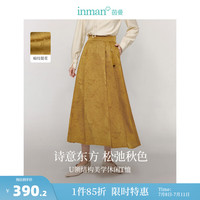 茵曼（INMAN）新中式流苏吊坠马面裙2024夏秋季女装宫廷A字国风半身裙子 深卡其 S