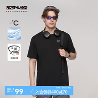 诺诗兰（NORTHLAND）春夏户外男女百搭圆领短袖T恤运动舒适基础套头衫 纯黑色-基础款 185