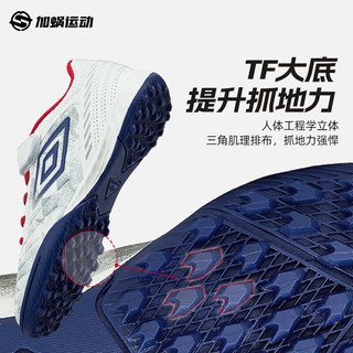 茵宝（Umbro）儿童足球鞋TF碎钉魔术贴训练鞋比赛鞋人造草小童小青少年男女 象牙白 29码