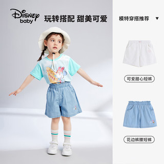 Disney baby迪士尼童装儿童T恤女童短袖衣服夏季薄款套头上衣夏装 绿色 120