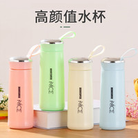 熊潘黛 马卡龙ins风玻璃水杯 400ml双层奈斯杯学生便携水杯随手玻璃杯 2个-随机色