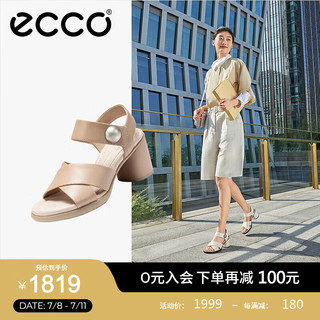 爱步（ECCO）凉鞋女 2024年夏季交叉带粗跟凉鞋通勤高跟鞋 雕塑奢华222893 裸色22289301084 37