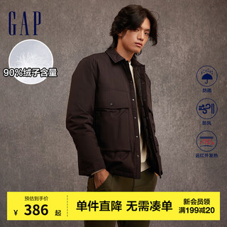 Gap男女装秋季LOGO防风发热保暖羽绒服720805工装外套 黑色 175/88A(XS)