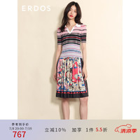 ERDOS 春夏翻领条纹半袖女针织衫 白 170/92A/XL