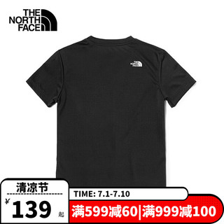 北面（The North Face）短袖款夏户外运动速干衣圆领半袖T恤 JK3/黑色 M