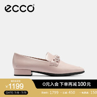 爱步（ECCO）穆勒鞋女 夏季尖头单鞋浅口粗跟软底皮鞋 型塑214243 裸粉色21424301118 39