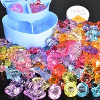 宝夏悦 儿童宝石玩具公主diy手工串珠亚克力女孩仿水晶项链闪亮水晶钻石圣诞节礼物 蓝色首饰盒+大小宝石约60颗