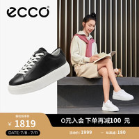 ecco 休闲鞋女 简约厚底百搭休闲鞋板鞋 街头舞台系列219503 黑色37 黑色21950301001