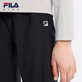 FILA【灵动裤】斐乐儿童2024秋男大童凉感运动长裤 深黑-BK 130cm