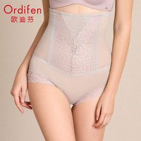 欧迪芬（Ordifen）高腰塑身裤舒适透气蕾丝收腹提臀美体高腰三角裤塑身 风悦灰 M(160/90)