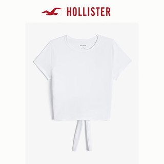 HOLLISTER24夏美式甜辣修身系带圆领短袖T恤 女 KI339-3780 白色 M (165/92A)