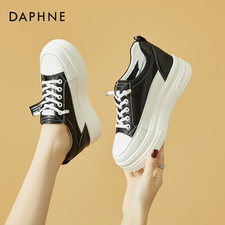 88VIP：DAPHNE 达芙妮 内增高女鞋春秋2024新款运动鞋真皮休闲女款厚底松糕小白鞋