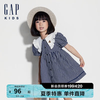 GAP女幼童夏季花边娃娃领连衣裙儿童装A字裙545410 海军蓝 100cm (2-3岁) 亚洲尺码