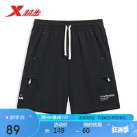 XTEP 特步 运动梭织男短裤跑步夏季透气876229240165 正黑色 XL